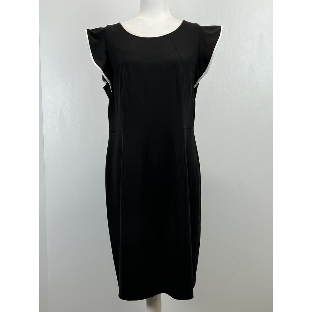NEW! Talbots Black Knit Dress Sz 14 Womens Flutter Sleeve Back Zip Classic